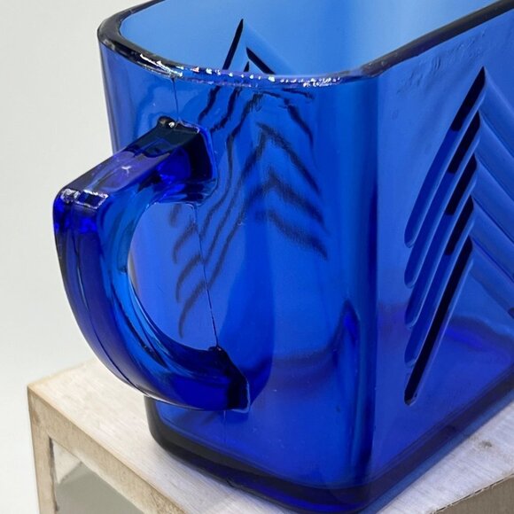 Hazel Atlas Art Deco Cobalt Blue Creamer - Picture 5 of 12